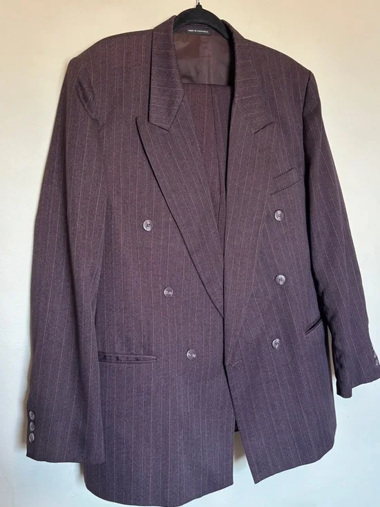 Vintage Dino Divinci Men's Suit Sz 44L Double Breasted One Blazer Classic Preppy - Picture 2 of 14